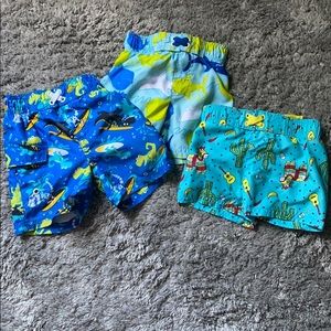 12 Month Boys Patterned Swim Trunks - Set of 3